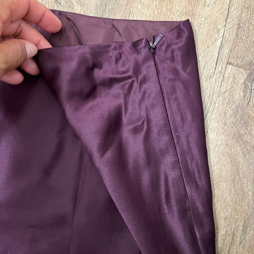 Lauren Ralph Lauren Plum Purple 100% Silk High-Low Mermaid Midi Skirt Size 8 - Picture 6 of 10